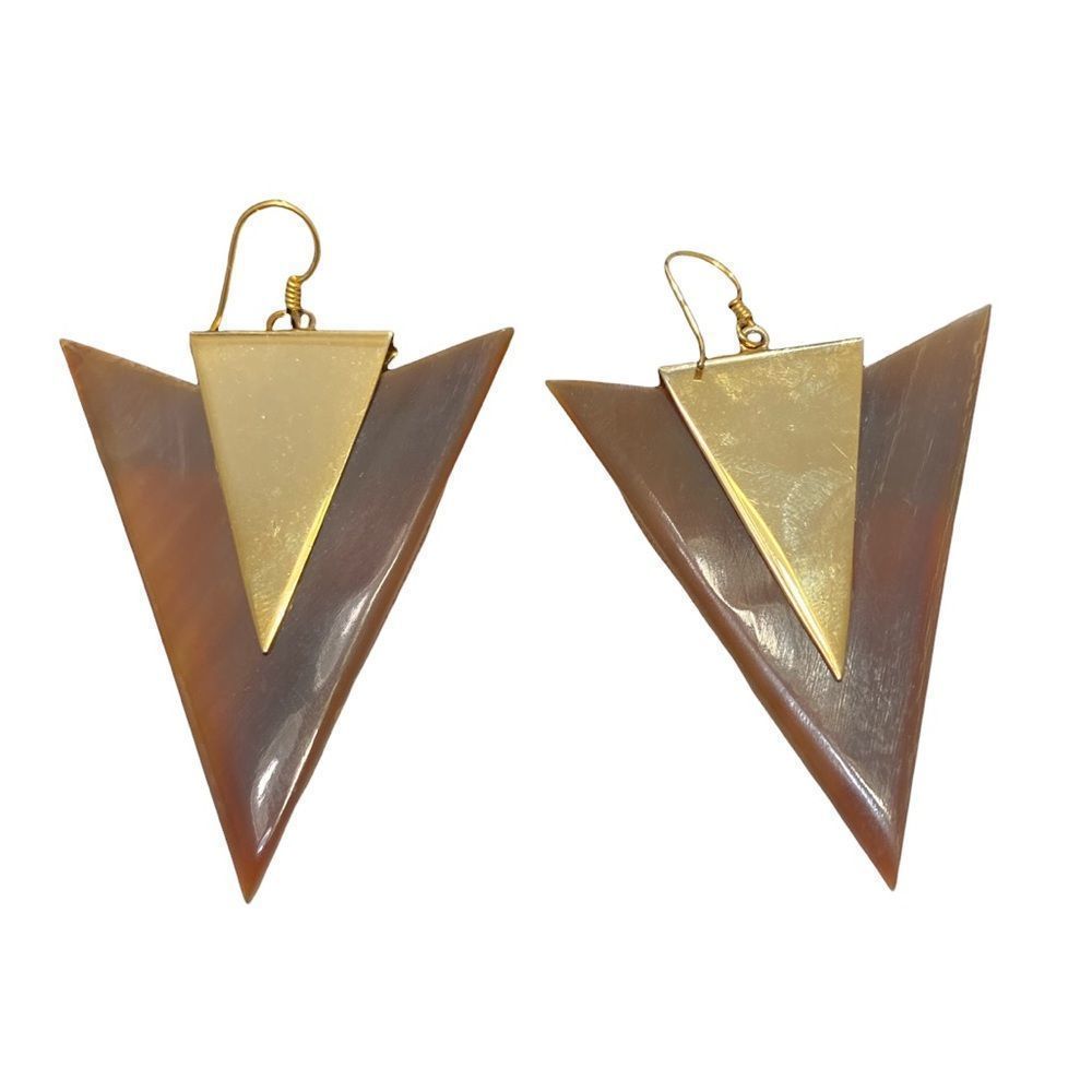 Vintage Art Deco Faux Tortoise Shell And Gold Earrings